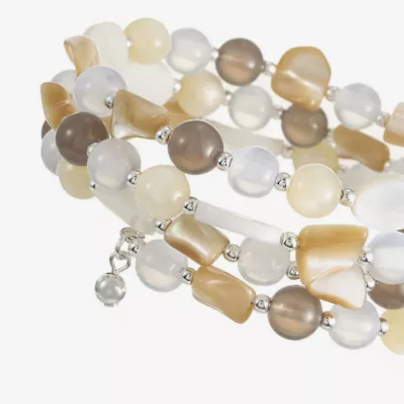 Liz Claiborne Womens White Mother Of Pearl Wrap Bracelet