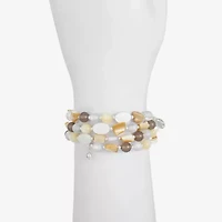 Liz Claiborne Womens White Mother Of Pearl Wrap Bracelet