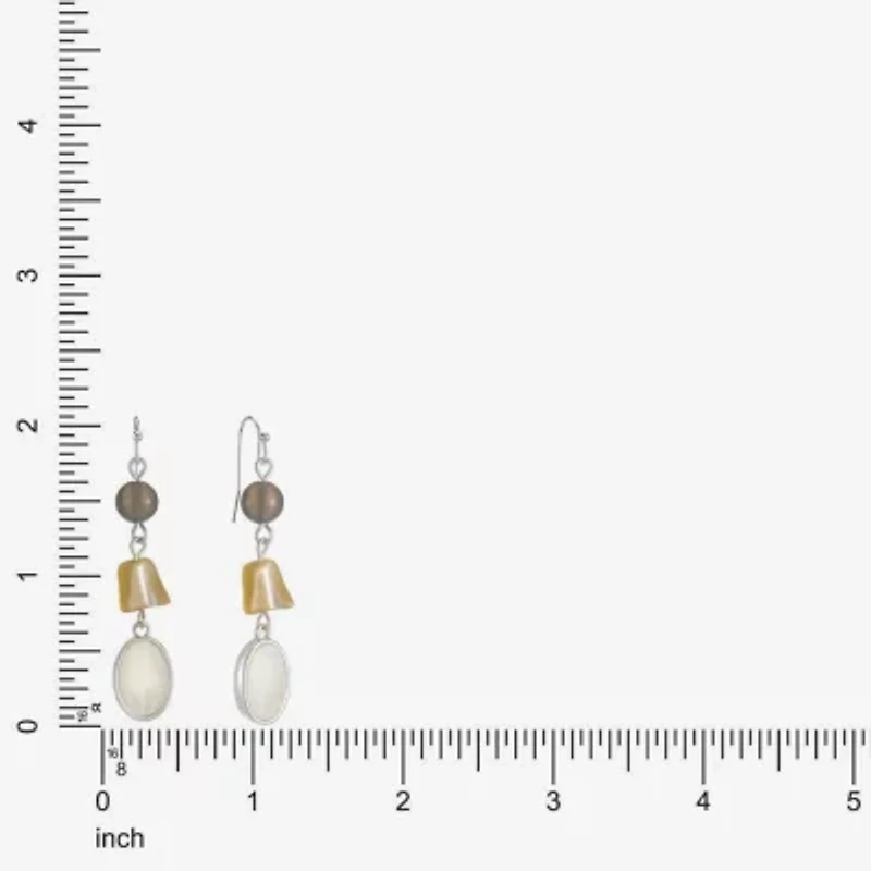 Liz Claiborne Womens White Mother Of Pearl Drop Earrings