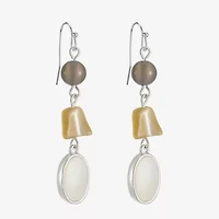 Liz Claiborne Womens White Mother Of Pearl Drop Earrings