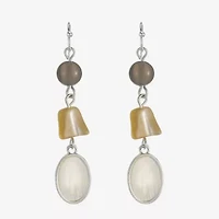 Liz Claiborne Womens White Mother Of Pearl Drop Earrings