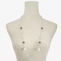 Liz Claiborne Womens White Mother Of Pearl 34 Inch Strand Necklace