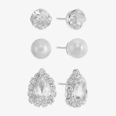 Monet Jewelry Timeless Womens Glass Simulated Pearl Hypoallergenic 1 Pair Earring Set