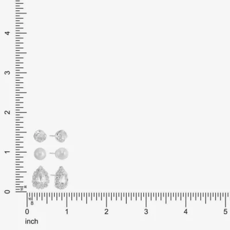 Monet Jewelry Timeless Womens Glass Simulated Pearl Hypoallergenic 1 Pair Earring Set