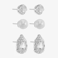 Monet Jewelry Timeless Womens Glass Simulated Pearl Hypoallergenic 1 Pair Earring Set