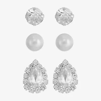 Monet Jewelry Timeless Womens Glass Simulated Pearl Hypoallergenic 1 Pair Earring Set