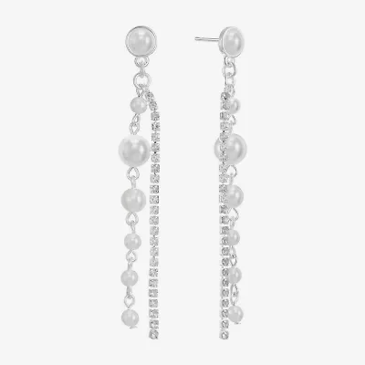 Monet Jewelry Timeless Womens Glass Simulated Pearl Round Hypoallergenic Drop Earrings