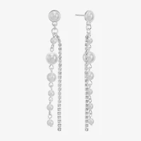 Monet Jewelry Timeless Womens Glass Simulated Pearl Round Hypoallergenic Drop Earrings