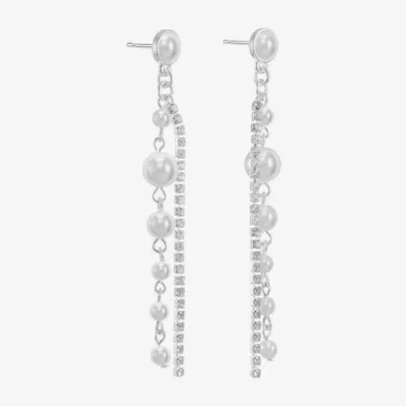 Monet Jewelry Timeless Womens Glass Simulated Pearl Round Hypoallergenic Drop Earrings