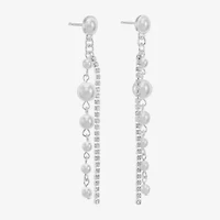 Monet Jewelry Timeless Womens Glass Simulated Pearl Round Hypoallergenic Drop Earrings