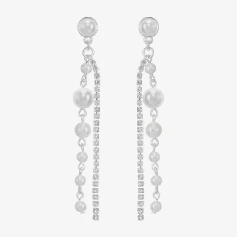 Monet Jewelry Timeless Womens Glass Simulated Pearl Round Hypoallergenic Drop Earrings