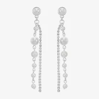Monet Jewelry Timeless Womens Glass Simulated Pearl Round Hypoallergenic Drop Earrings