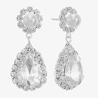 Monet Jewelry Timeless Womens Glass Simulated Pearl Hypoallergenic Drop Earrings