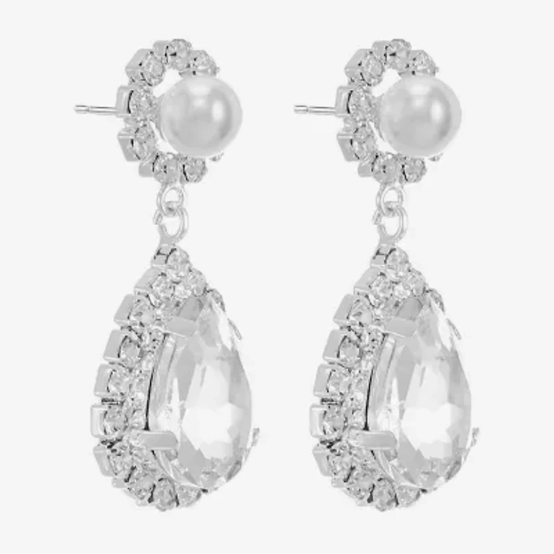 Monet Jewelry Timeless Womens Glass Simulated Pearl Hypoallergenic Drop Earrings