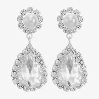 Monet Jewelry Timeless Womens Glass Simulated Pearl Hypoallergenic Drop Earrings