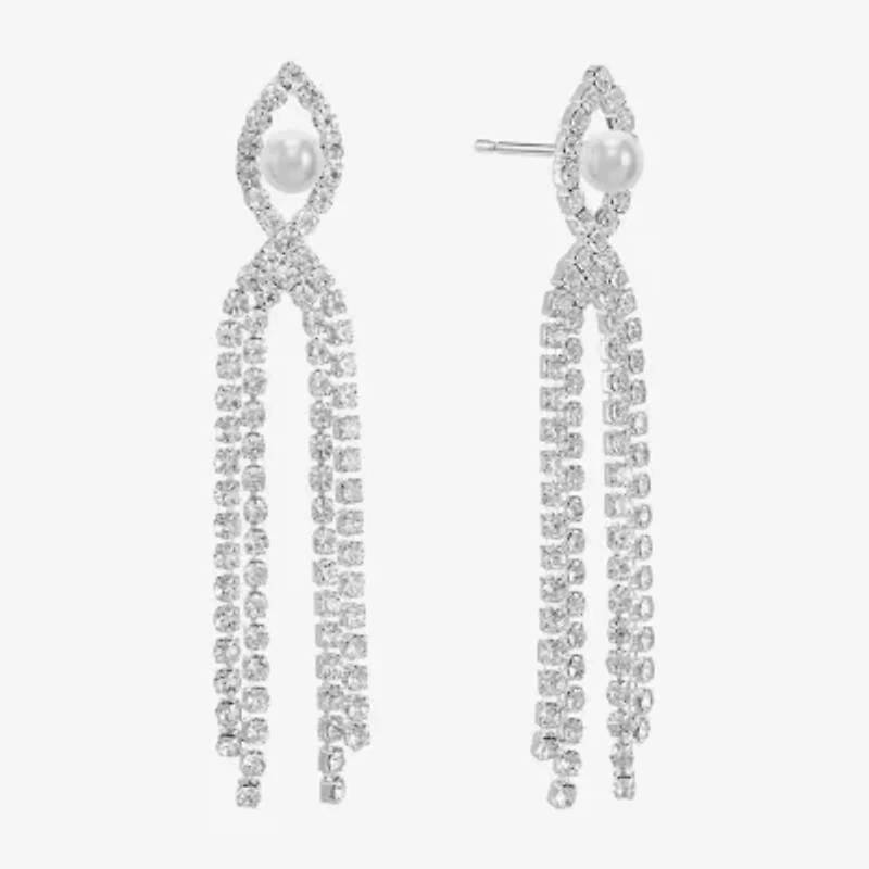 Monet Jewelry Timeless Womens Glass Simulated Pearl Hypoallergenic Drop Earrings