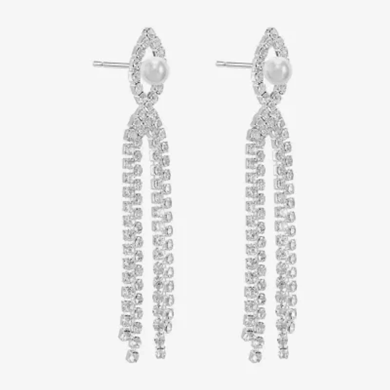 Monet Jewelry Timeless Womens Glass Simulated Pearl Hypoallergenic Drop Earrings
