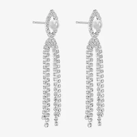 Monet Jewelry Timeless Womens Glass Simulated Pearl Hypoallergenic Drop Earrings
