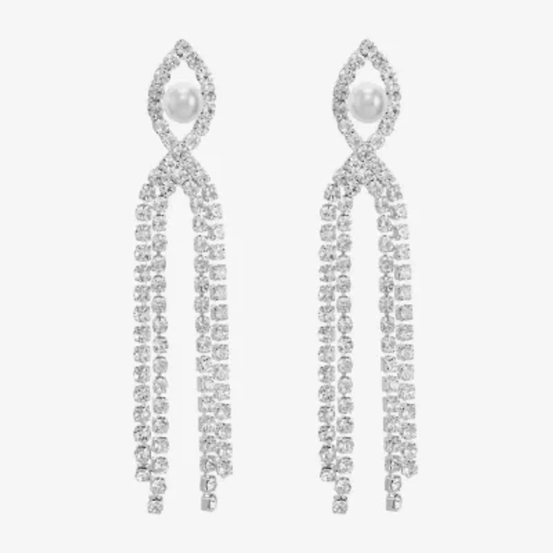 Monet Jewelry Timeless Womens Glass Simulated Pearl Hypoallergenic Drop Earrings