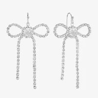 Monet Jewelry Timeless Womens Glass Simulated Pearl Bow Drop Earrings
