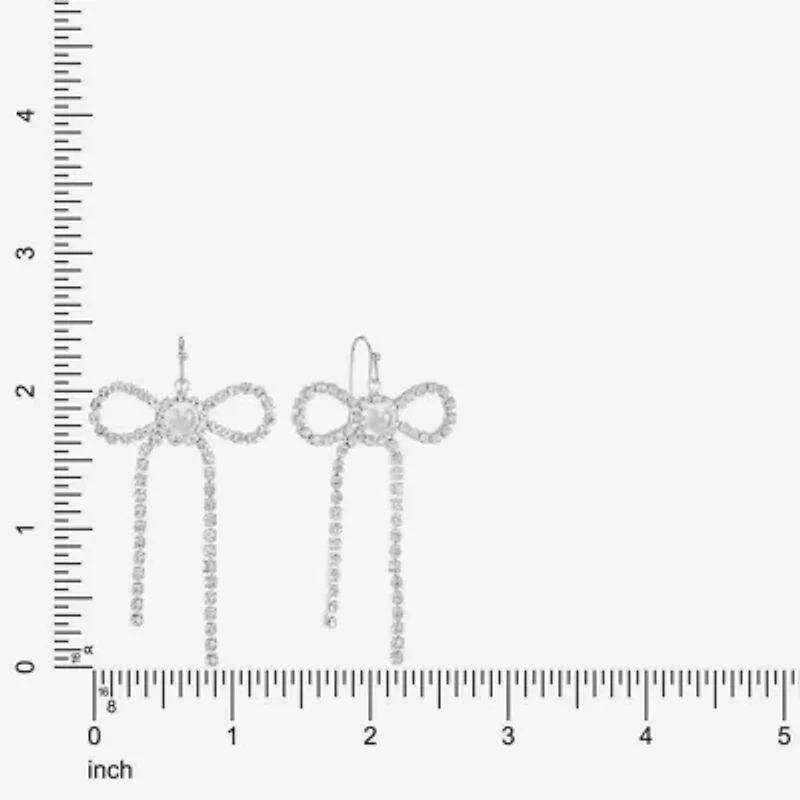 Monet Jewelry Timeless Womens Glass Simulated Pearl Bow Drop Earrings