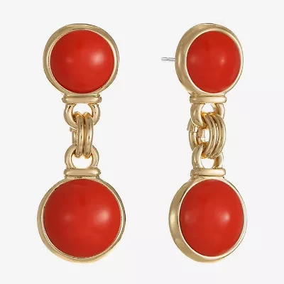 Monet Jewelry Womens Green Round Hypoallergenic Drop Earrings