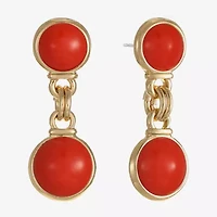 Monet Jewelry Womens Green Round Hypoallergenic Drop Earrings