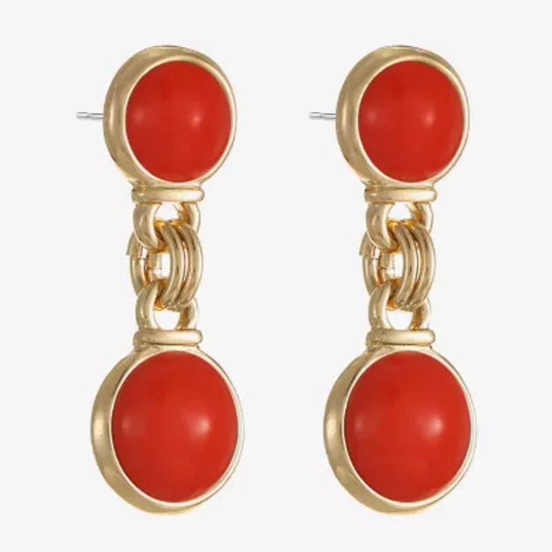 Monet Jewelry Womens Green Round Hypoallergenic Drop Earrings