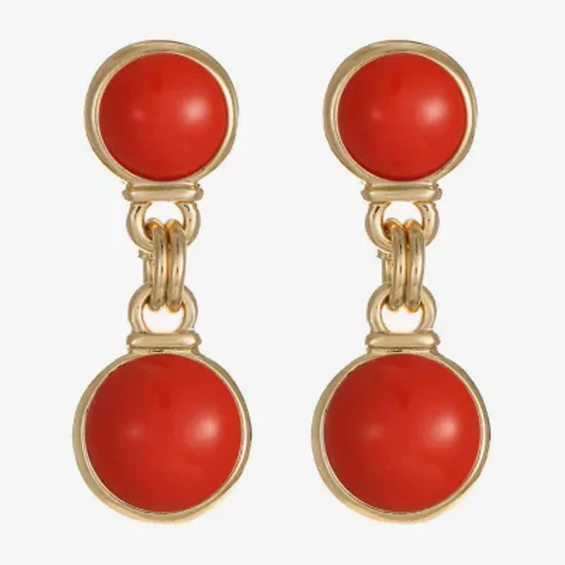 Monet Jewelry Womens Green Round Hypoallergenic Drop Earrings