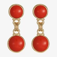 Monet Jewelry Womens Green Round Hypoallergenic Drop Earrings