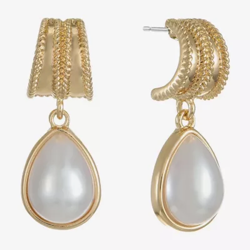 Monet Jewelry White Simulated Pearl 34mm Stud Earrings