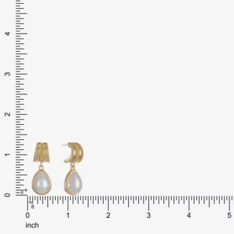 Monet Jewelry White Simulated Pearl 34mm Stud Earrings