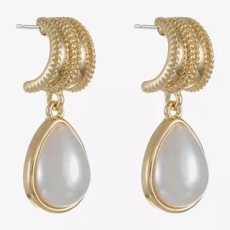 Monet Jewelry White Simulated Pearl 34mm Stud Earrings