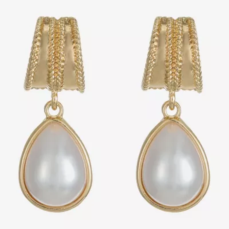 Monet Jewelry White Simulated Pearl 34mm Stud Earrings