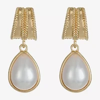 Monet Jewelry White Simulated Pearl 34mm Stud Earrings