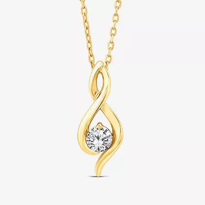 F / Si2) Womens 1/ CT. T.W. Lab Grown White Diamond 14K Gold Over Silver 18 Inch Pendant Necklace