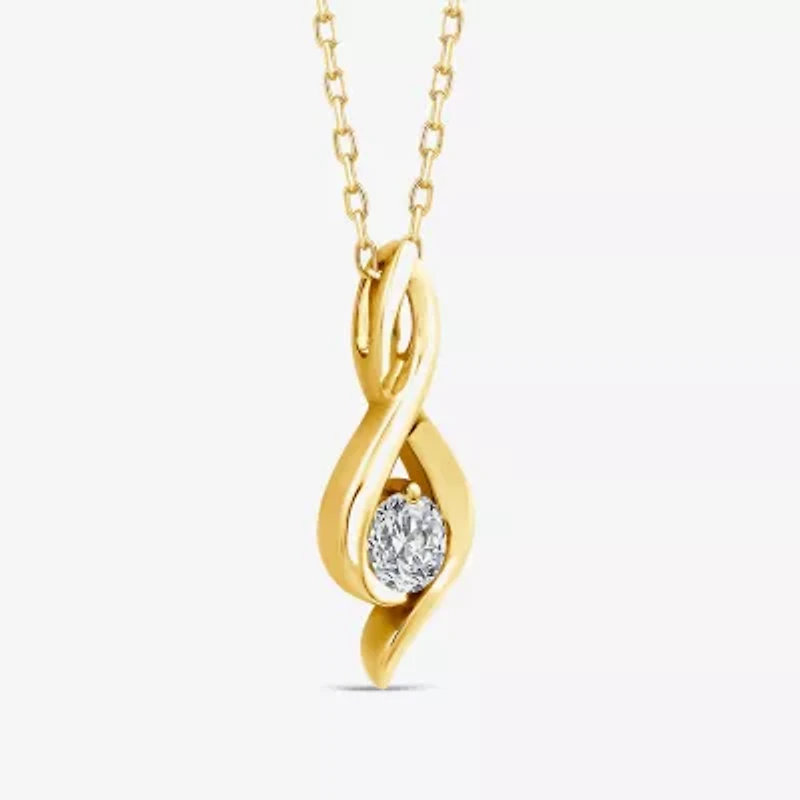 F / Si2) Womens 1/ CT. T.W. Lab Grown White Diamond 14K Gold Over Silver 18 Inch Pendant Necklace