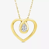 (F/Si1) Womens 1/4 CT. T.W. Lab Grown White Diamond 14K Gold Over Silver Heart 18 Inch Pendant Necklace