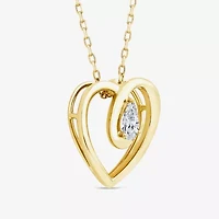 (F/Si1) Womens 1/4 CT. T.W. Lab Grown White Diamond 14K Gold Over Silver Heart 18 Inch Pendant Necklace
