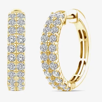 (F/Si2) Womens 2 CT. T.W. Lab Grown White Diamond Sterling Silver Hoop Earrings