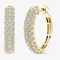 (F/Si2) Womens 2 CT. T.W. Lab Grown White Diamond Sterling Silver Hoop Earrings