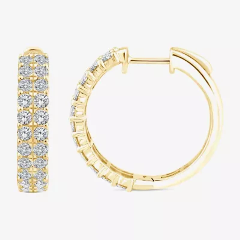 (F/Si2) Womens 2 CT. T.W. Lab Grown White Diamond Sterling Silver Hoop Earrings