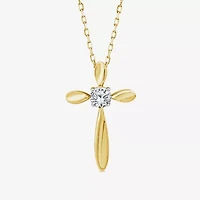 Cross (F/Si2) Womens 1/4 CT. T.W. Lab Grown White Diamond 14K Gold Over Silver Cross 18 Inch Pendant Necklace
