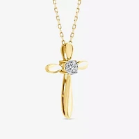 Cross (F/Si2) Womens 1/4 CT. T.W. Lab Grown White Diamond 14K Gold Over Silver Cross 18 Inch Pendant Necklace