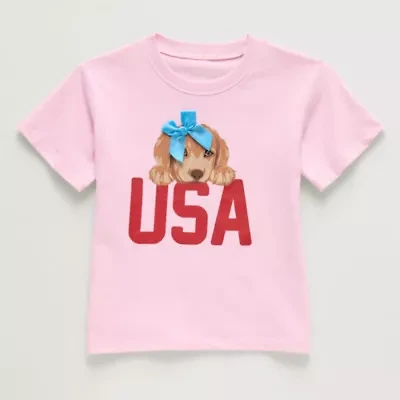 Okie Dokie Toddler & Little Girls Round Neck Short Sleeve Graphic T-Shirt
