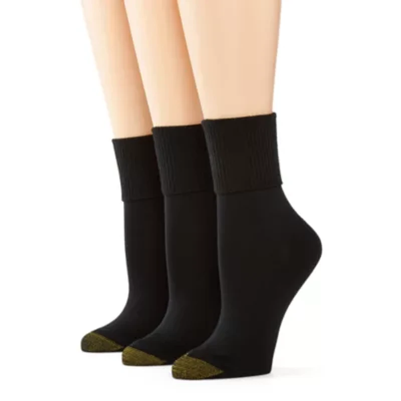 Gold Toe Ultra Soft Womens Multi-Pack 3 Pair Turncuff Socks