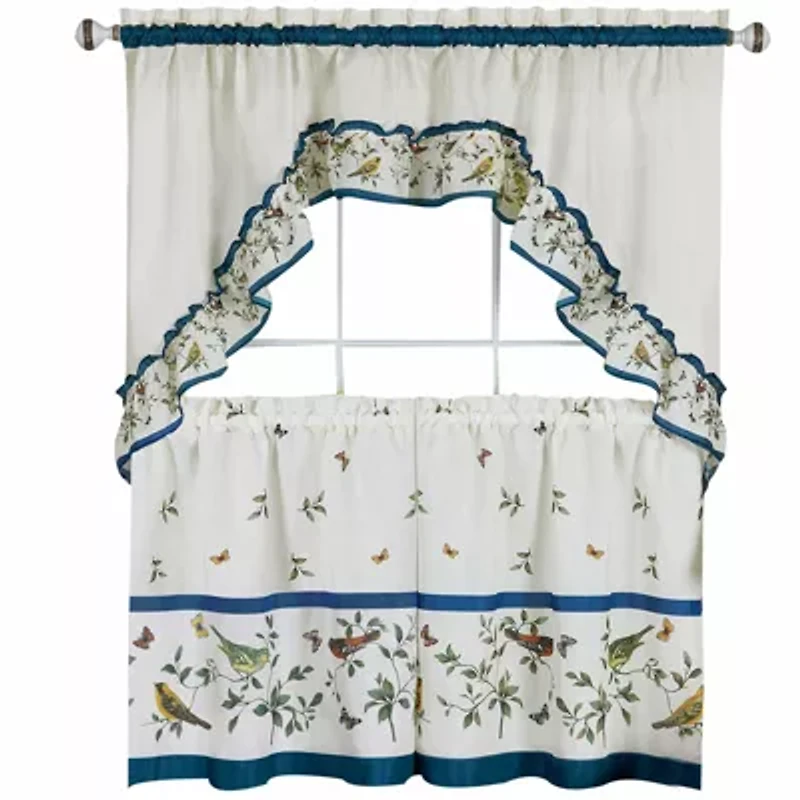 Lovebirds 3-pc. Rod Pocket Kitchen Curtains & Drapes Window Set