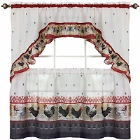 Roosters 3-pc. Rod Pocket Kitchen Curtains & Drapes Window Set