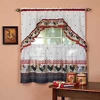Roosters 3-pc. Rod Pocket Kitchen Curtains & Drapes Window Set
