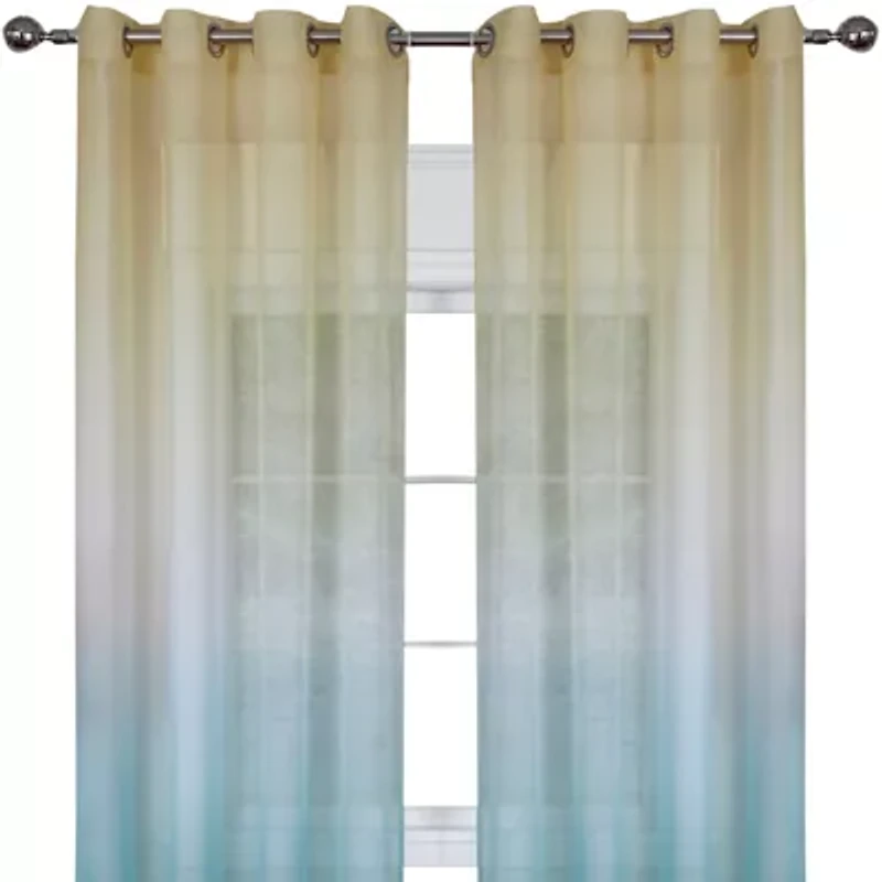Rainbow Grommet Top Sheer Single Curtain Panel